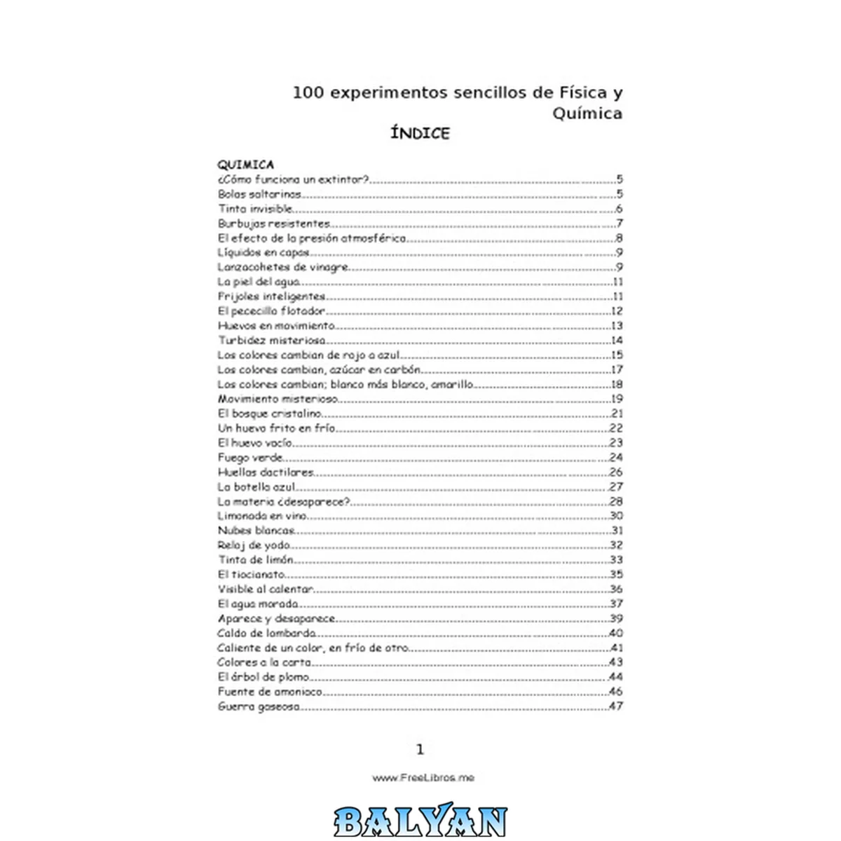 جلد کتاب 100 Experimentos sencillos de Física y Química