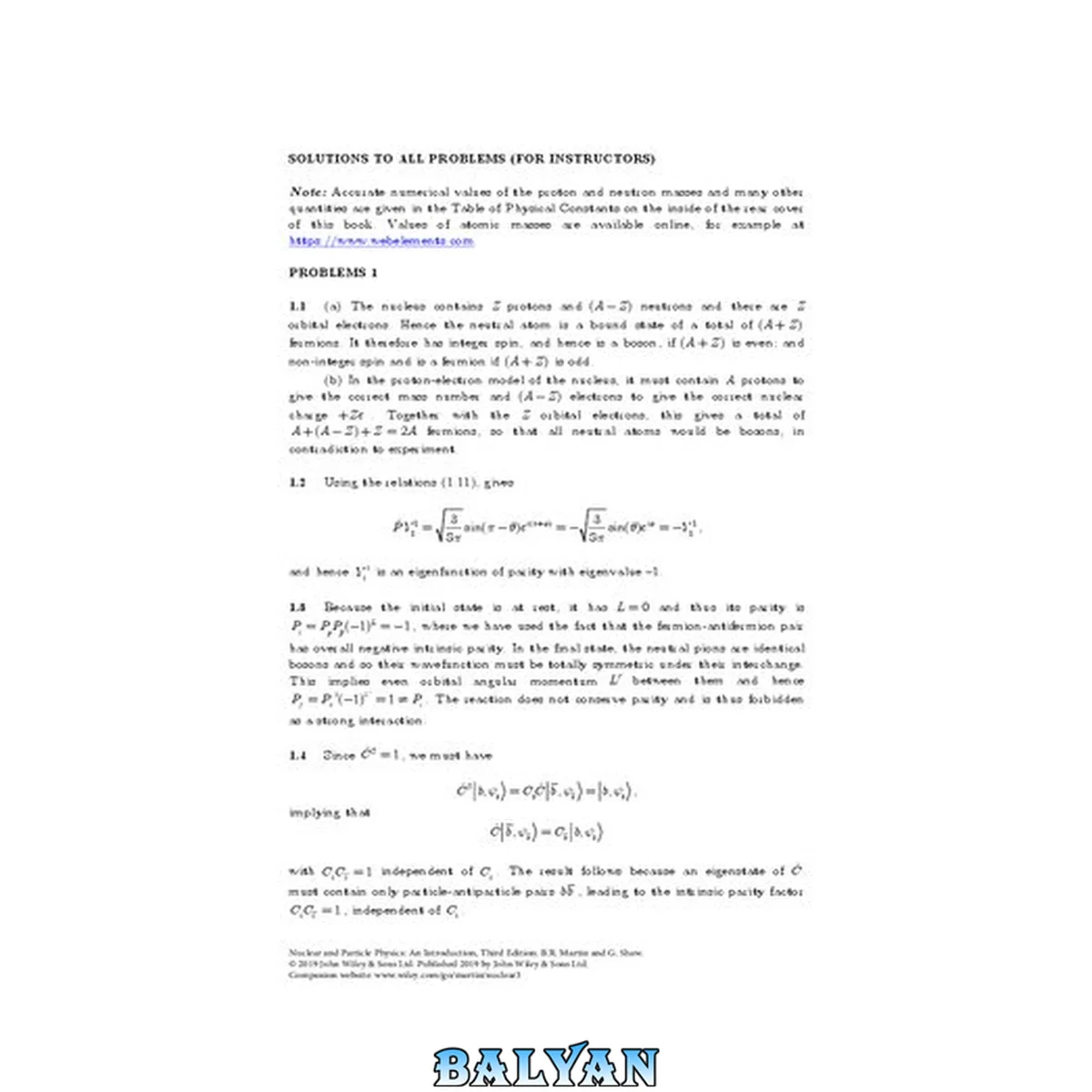 جلد کتاب Nuclear and particle physics Solutions to all problems
