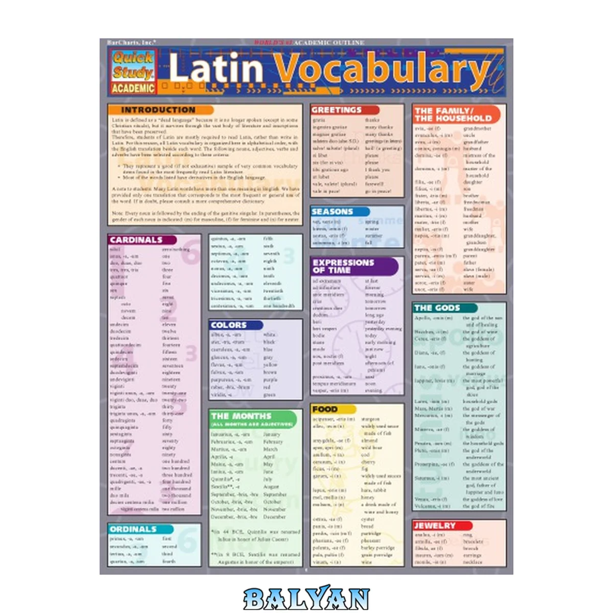 جلد کتاب BarCharts QuickStudy Latin Vocabulary