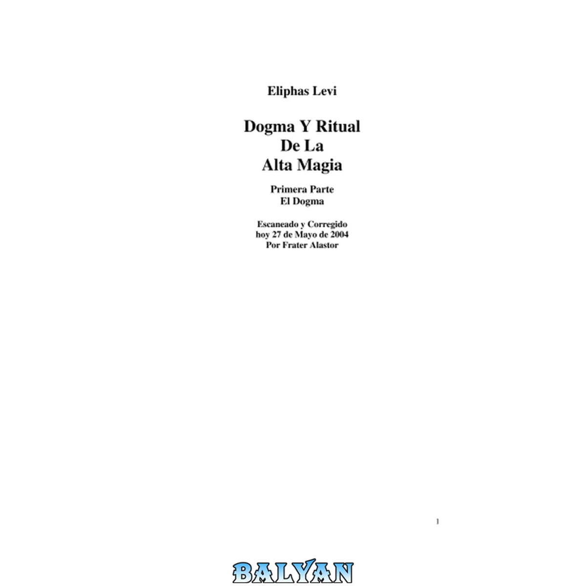 جلد کتاب Dogma Y Ritual De La Alta Magia 1