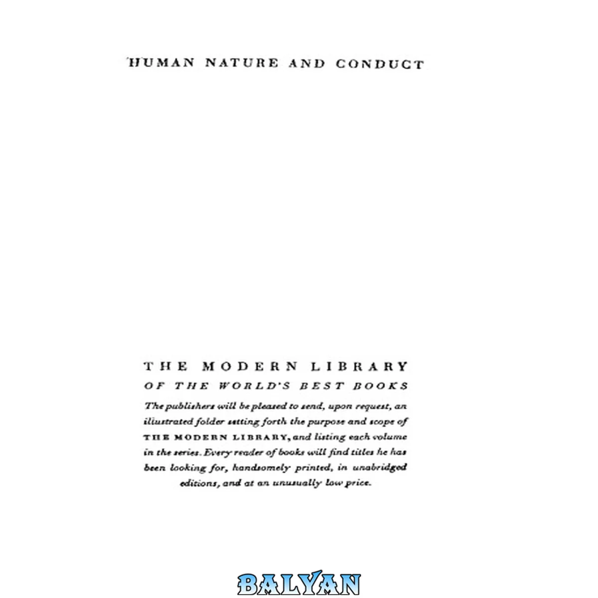 جلد کتاب Human nature and conduct