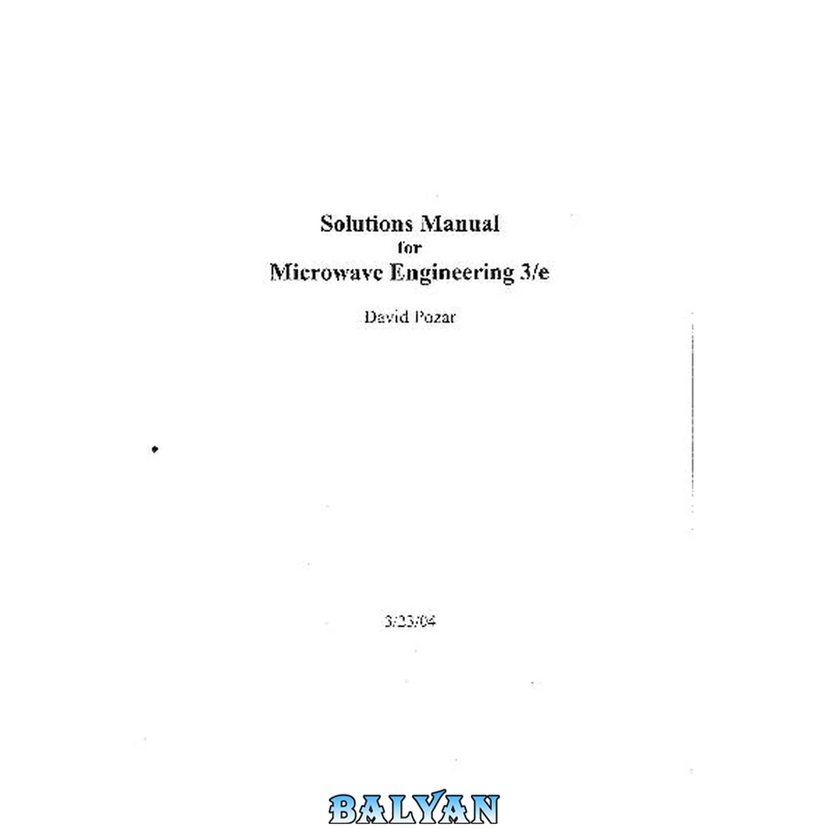 جلد کتاب Microwave Engineering - Solutions Manual