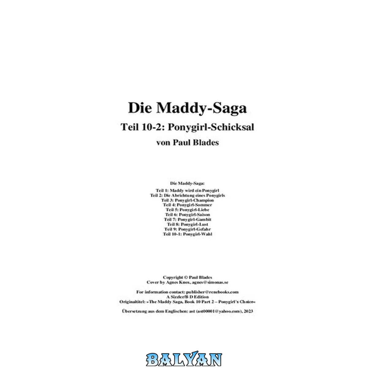 جلد کتاب "Die Maddy-Saga #10-2 - Ponygirl-Schicksal"