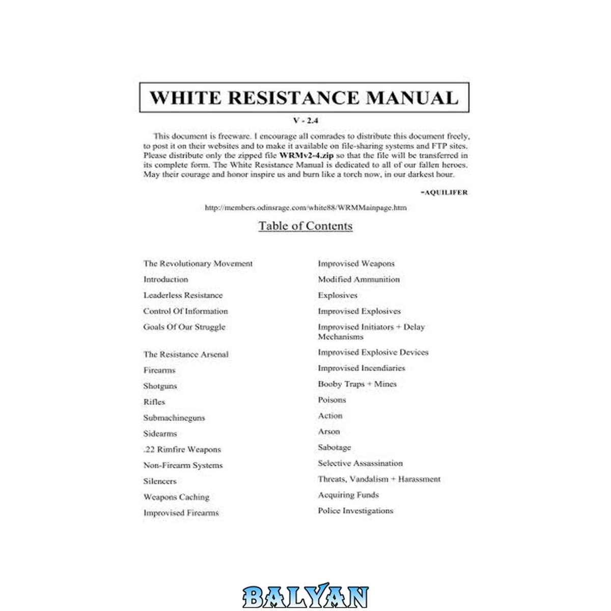 جلد کتاب White Resistance Manual
