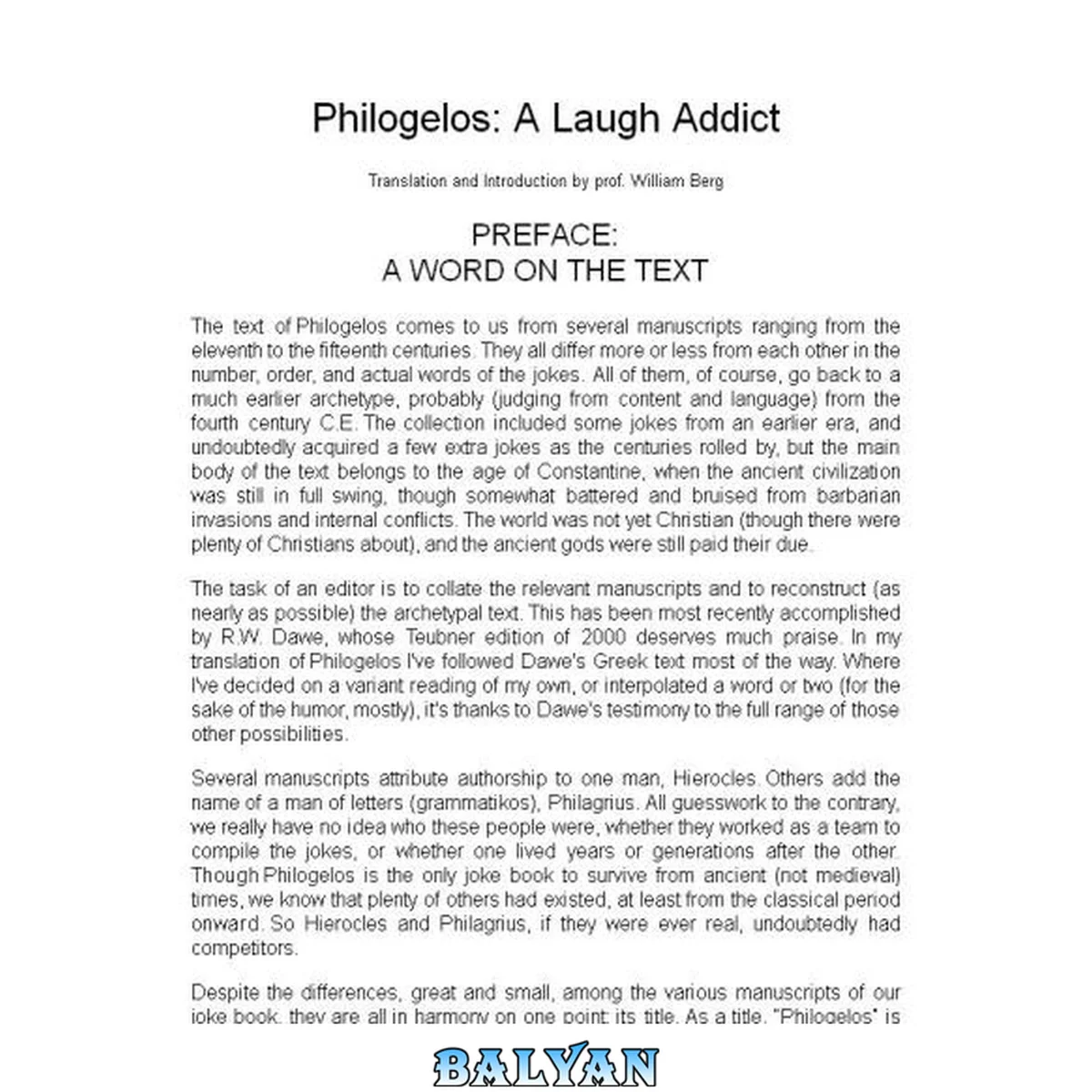 جلد کتاب Philogelos: A Laugh Addict