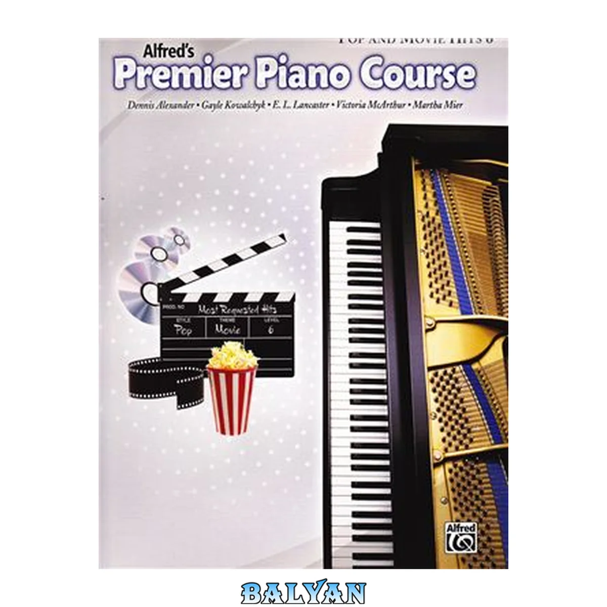 جلد کتاب Alfred's premier piano course. Pop and movie hits. 6
