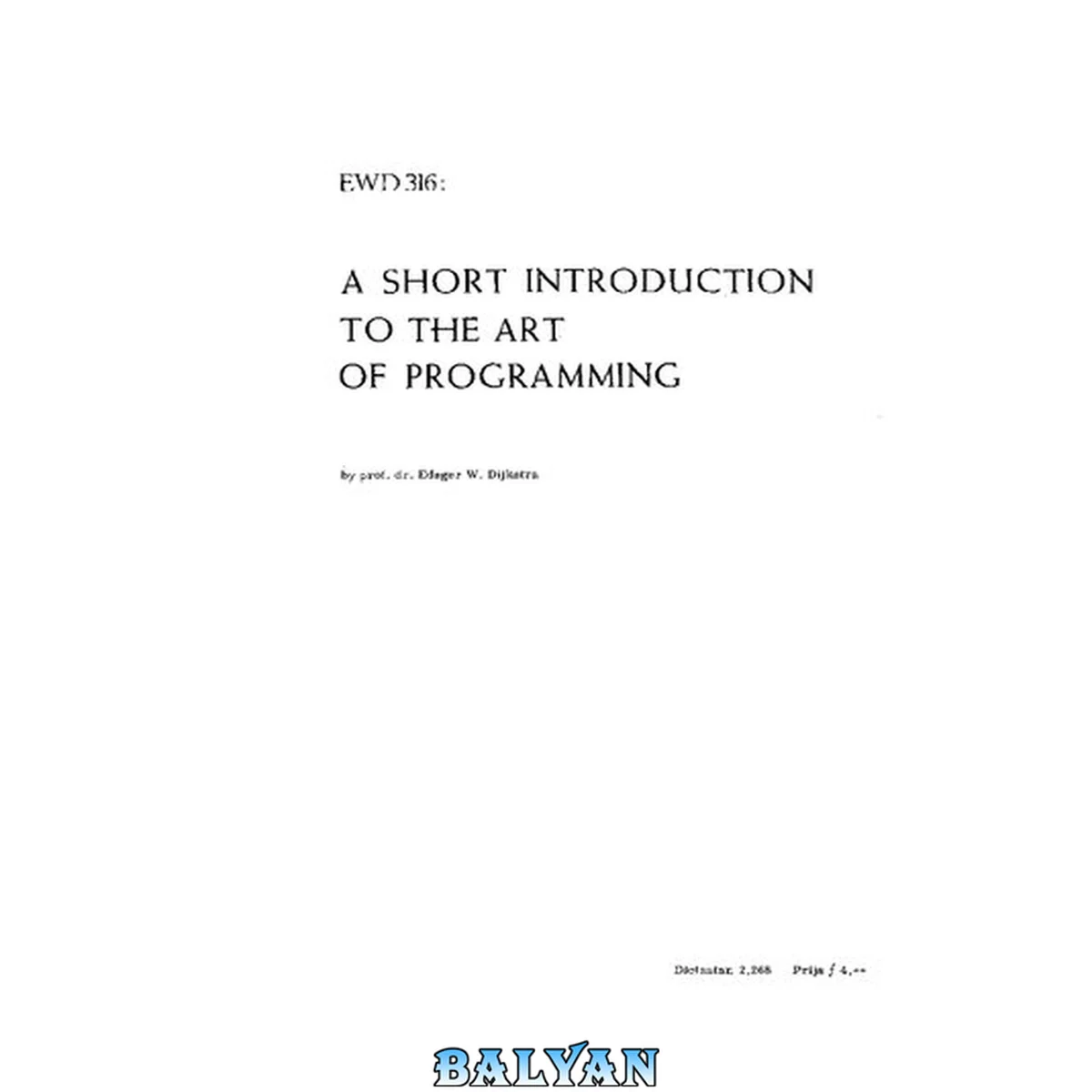 جلد کتاب A Short Introduction To the Art of Programming