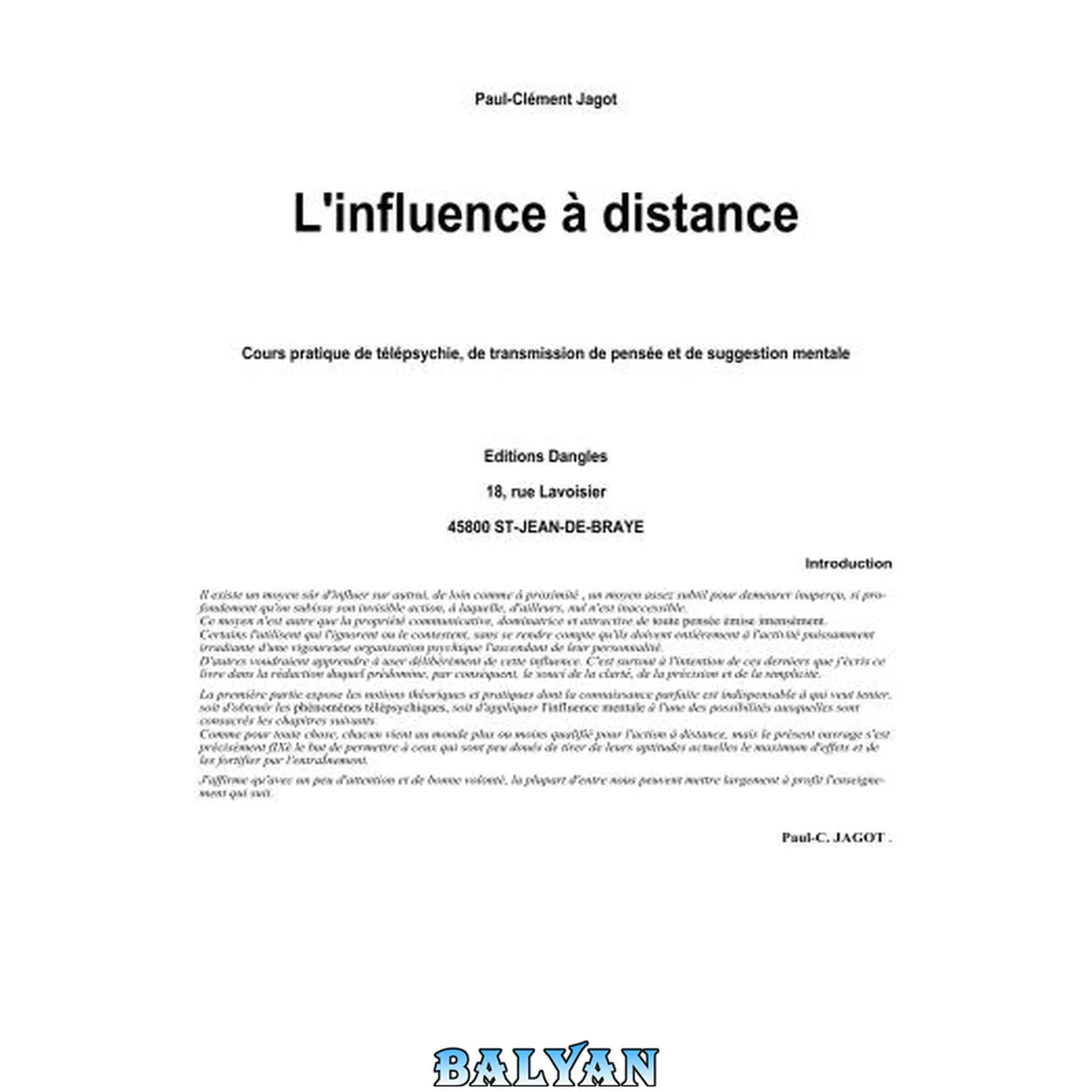 جلد کتاب L Influence A Distance