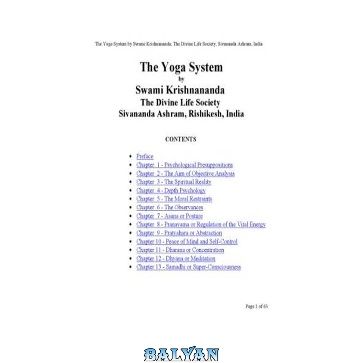 جلد کتاب Yoga - The Yoga System