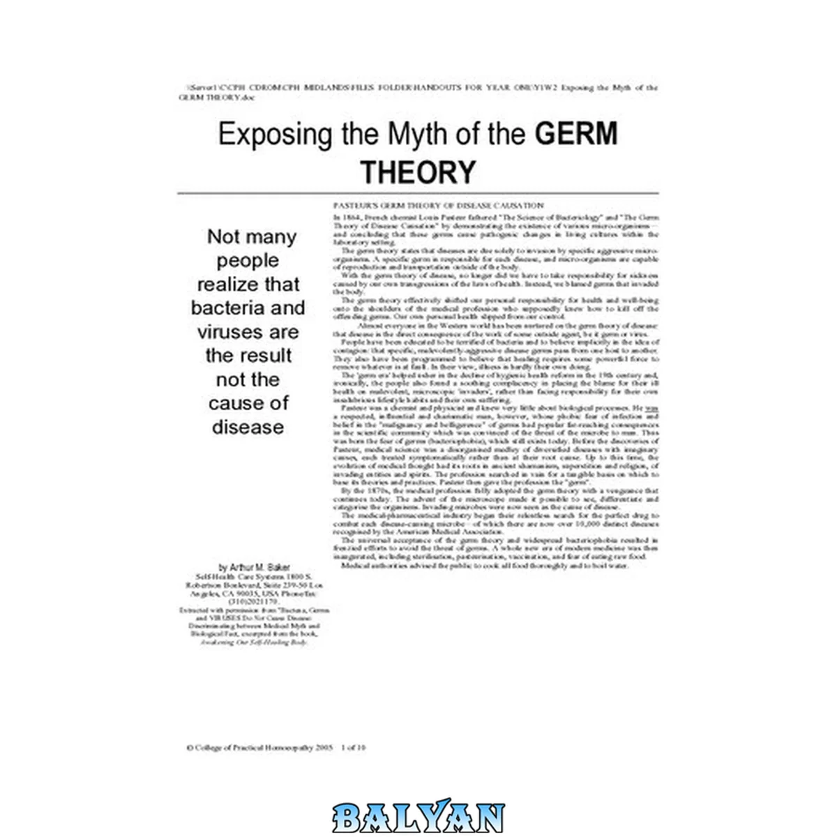 جلد کتاب Exposing the Myth of Germ Theory