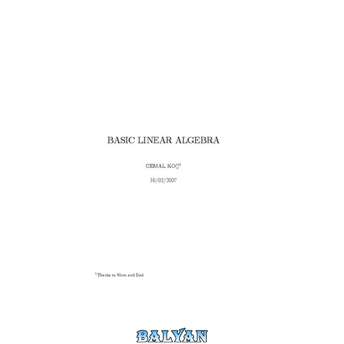 جلد کتاب Basic Linear Algebra