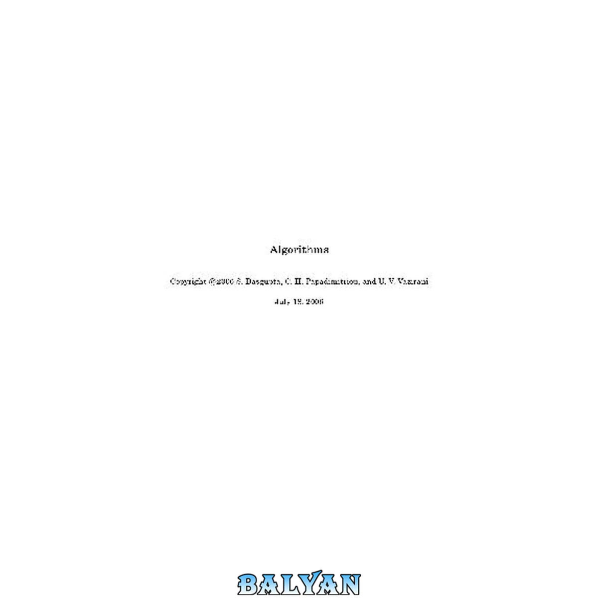 جلد کتاب Algorithms