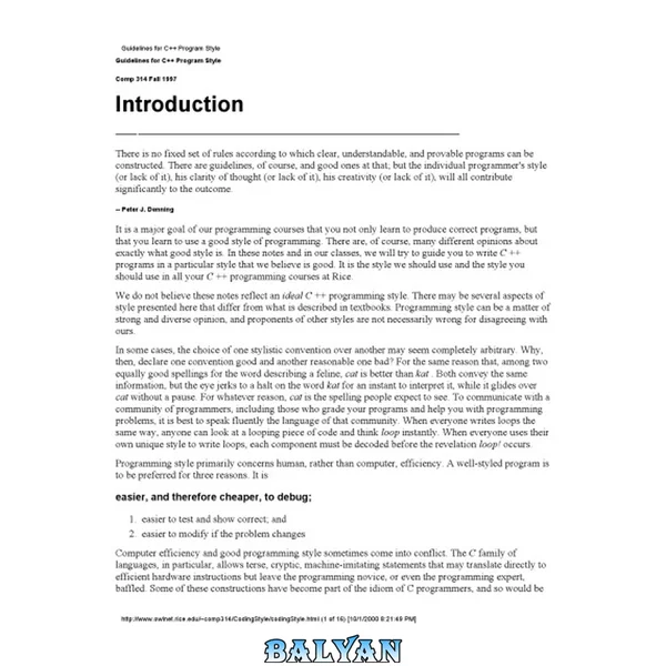 Guidelines for C++ program style
