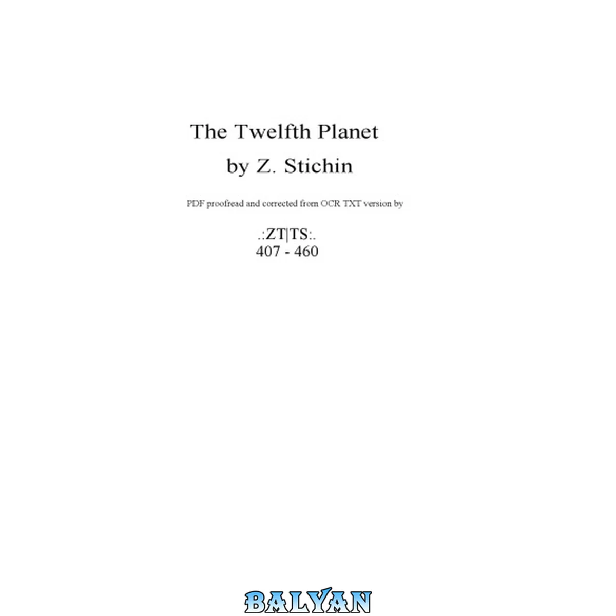 جلد کتاب The 12th Planet