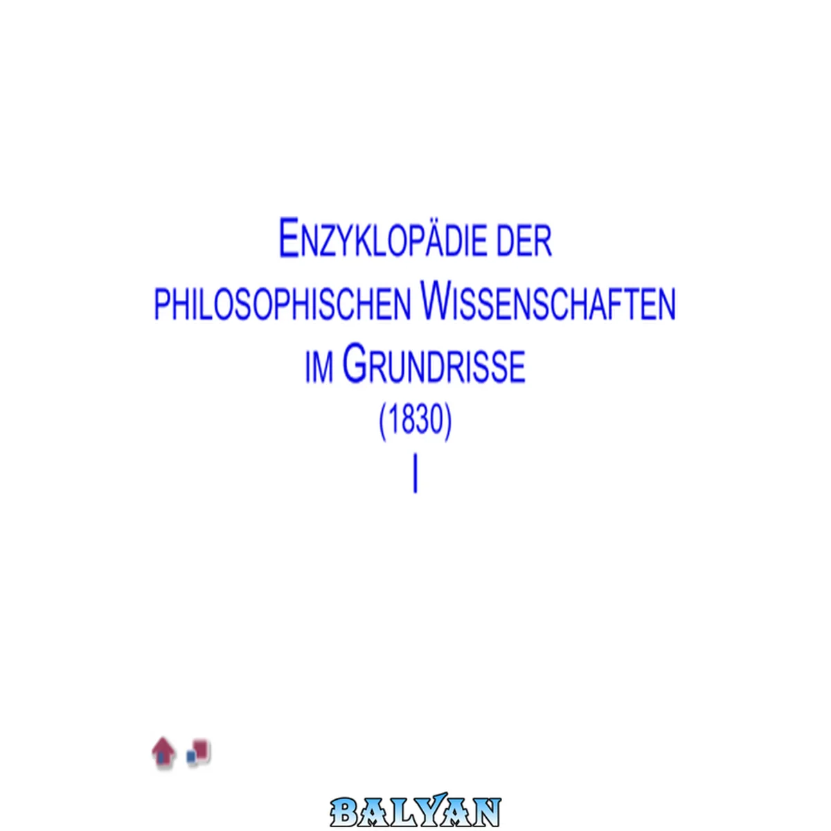 جلد کتاب Enzyklopädie der philosophischen Wissenschaften I