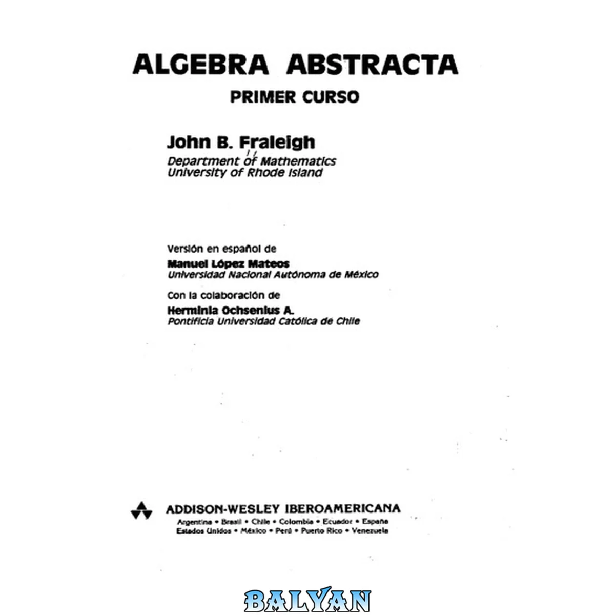 جلد کتاب Álgebra abstracta : primer curso