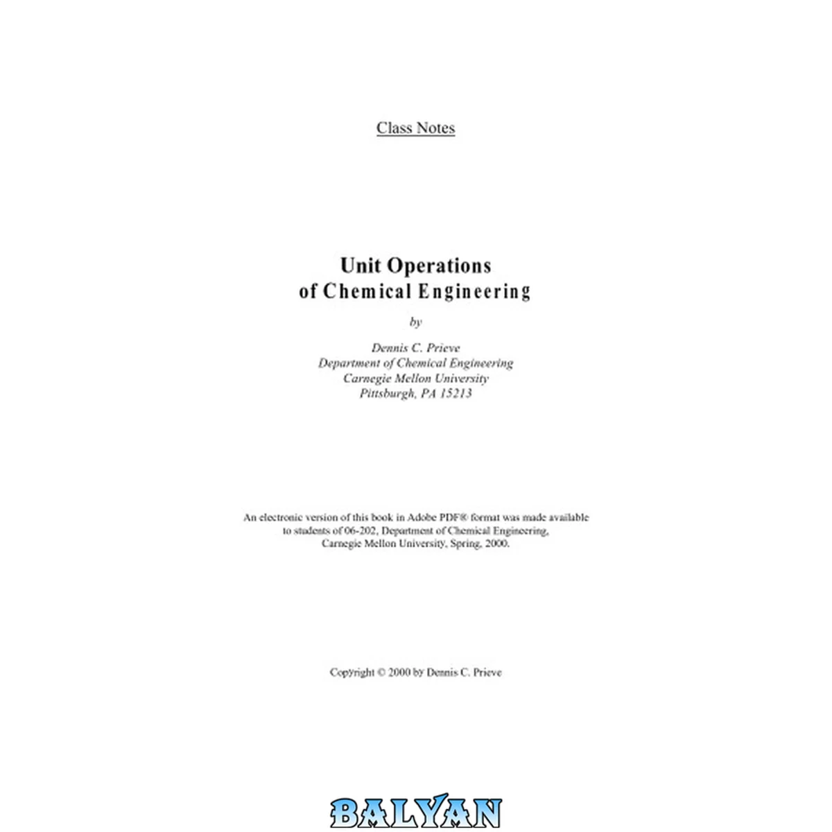 جلد کتاب Unit Operations of Chemical Engineering