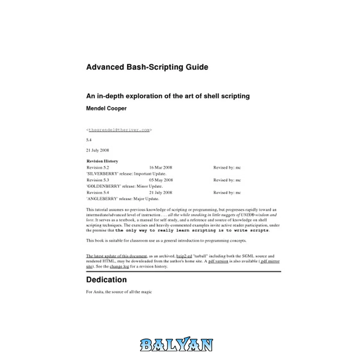جلد کتاب Advanced Bash-Scripting Guide