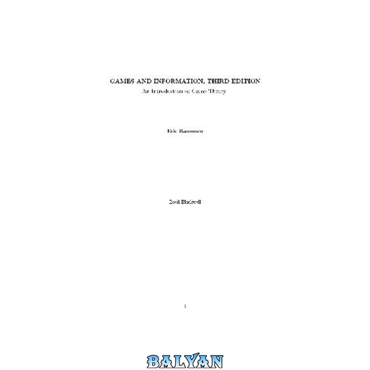 جلد کتاب An Introduction To Game Theory