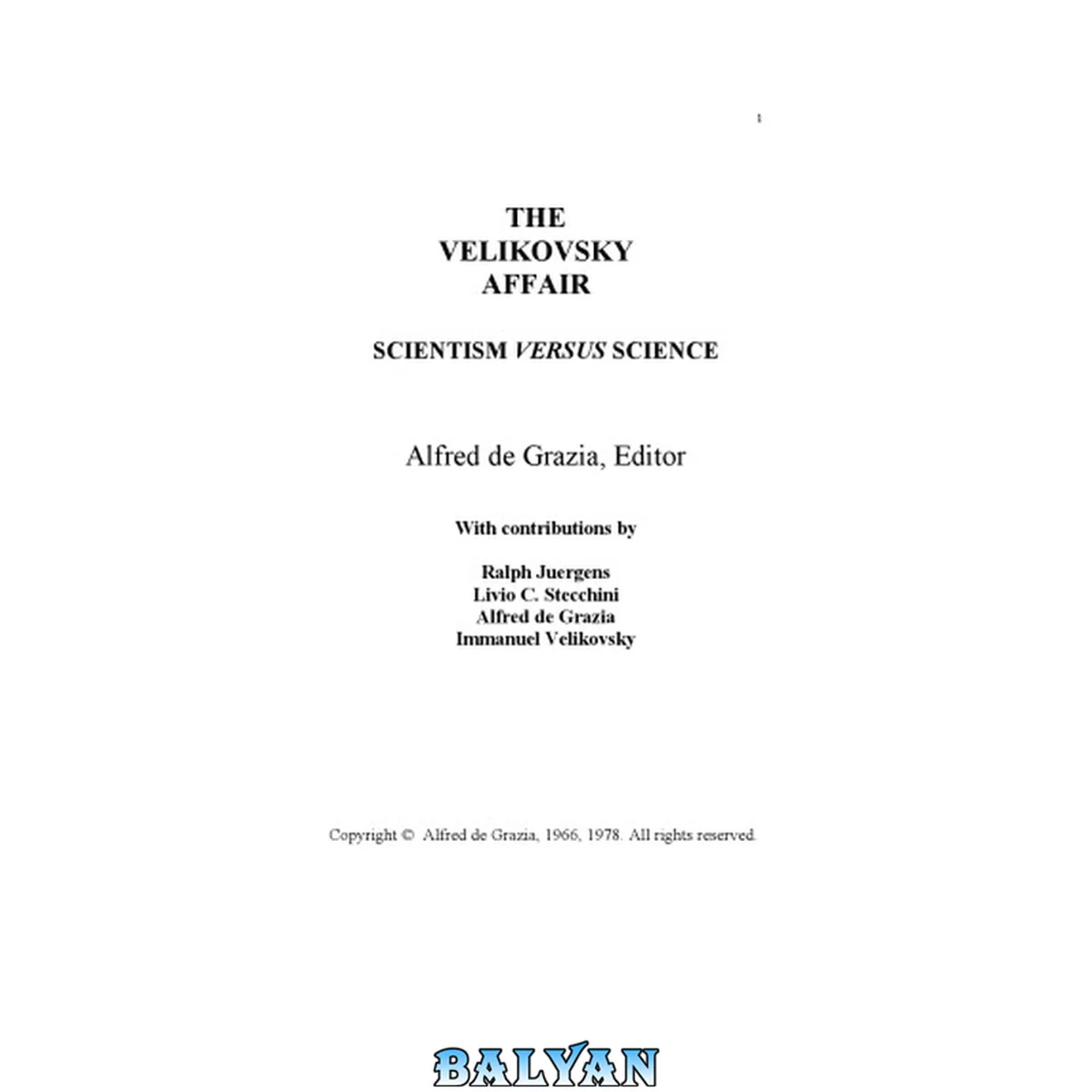 جلد کتاب The Velikovsky Affair: Scientism versus Science