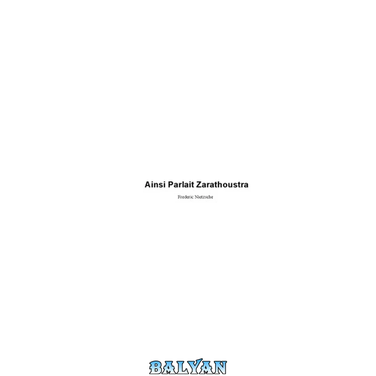 جلد کتاب Ainsi parlait Zarathoustra