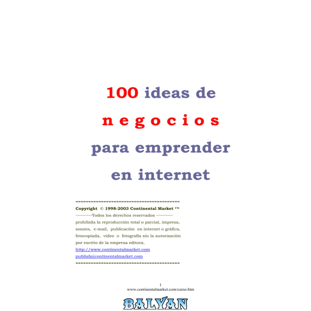 جلد کتاب 100 Ideas De Negocios Para Emprender En Internet