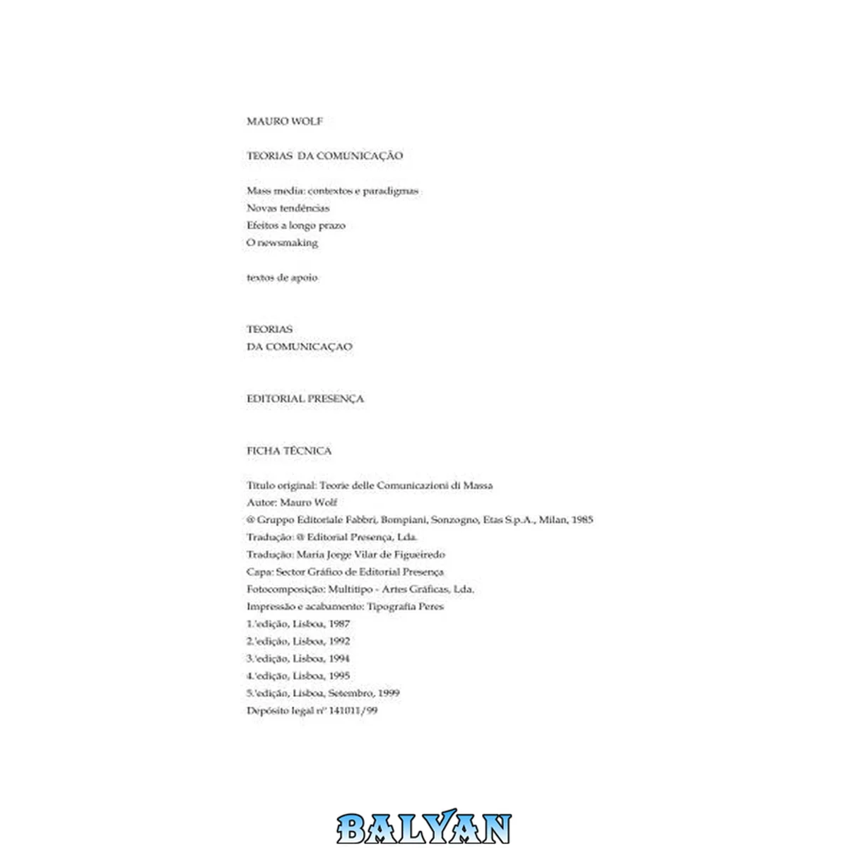 جلد کتاب TEORIAS DA COMUNICACAO