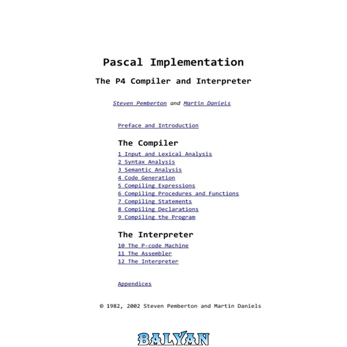 جلد کتاب Pascal Implementation. The P4 Compiler and Interpreter