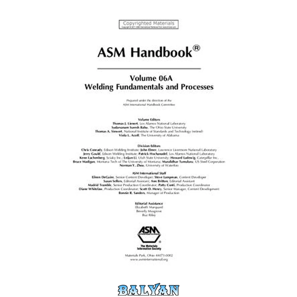 جلد کتاب ASM Metals HandBook Vol. 6A - Welding Fundamentals and Processes