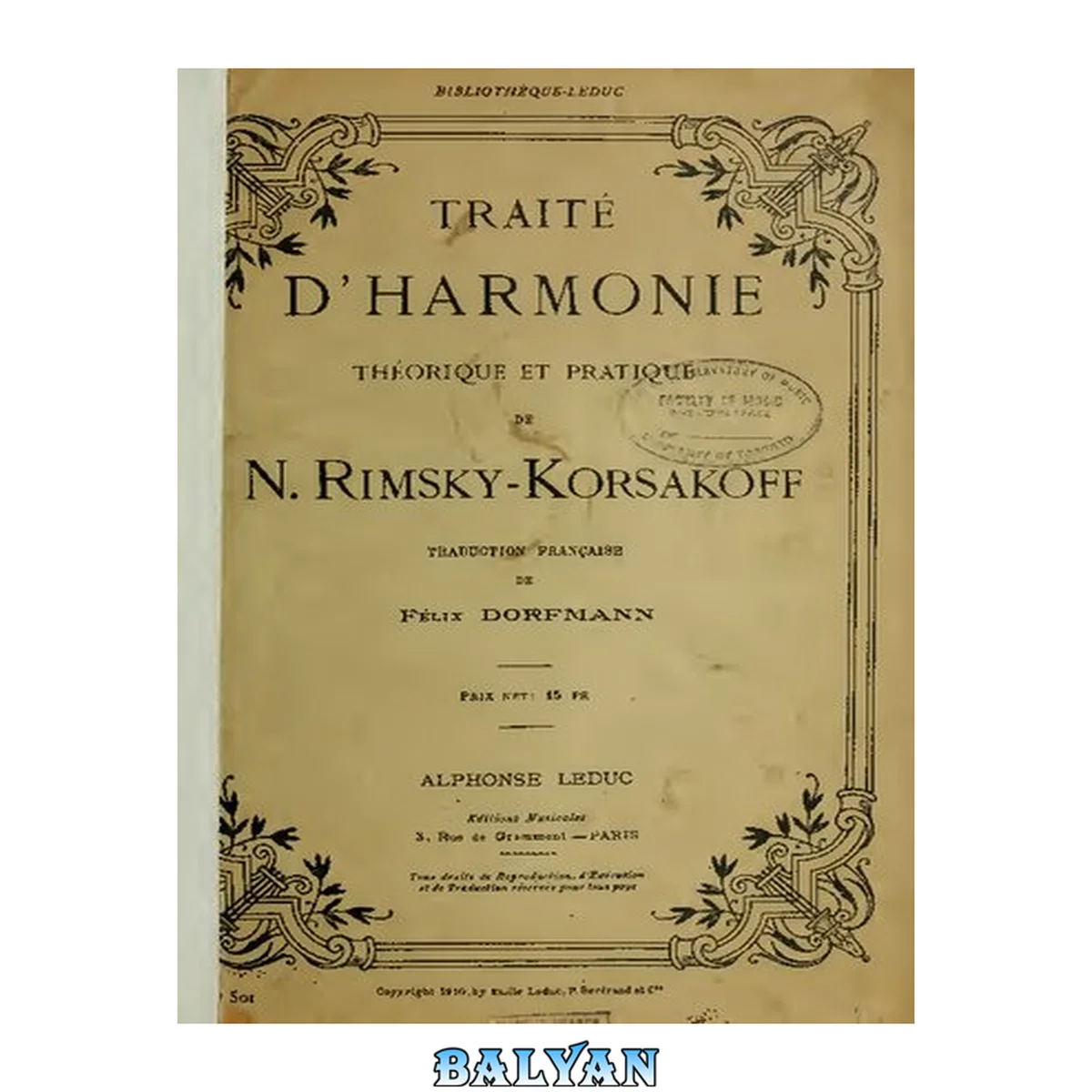 جلد کتاب Traite d'Harmonie - Théorique et Pratique
