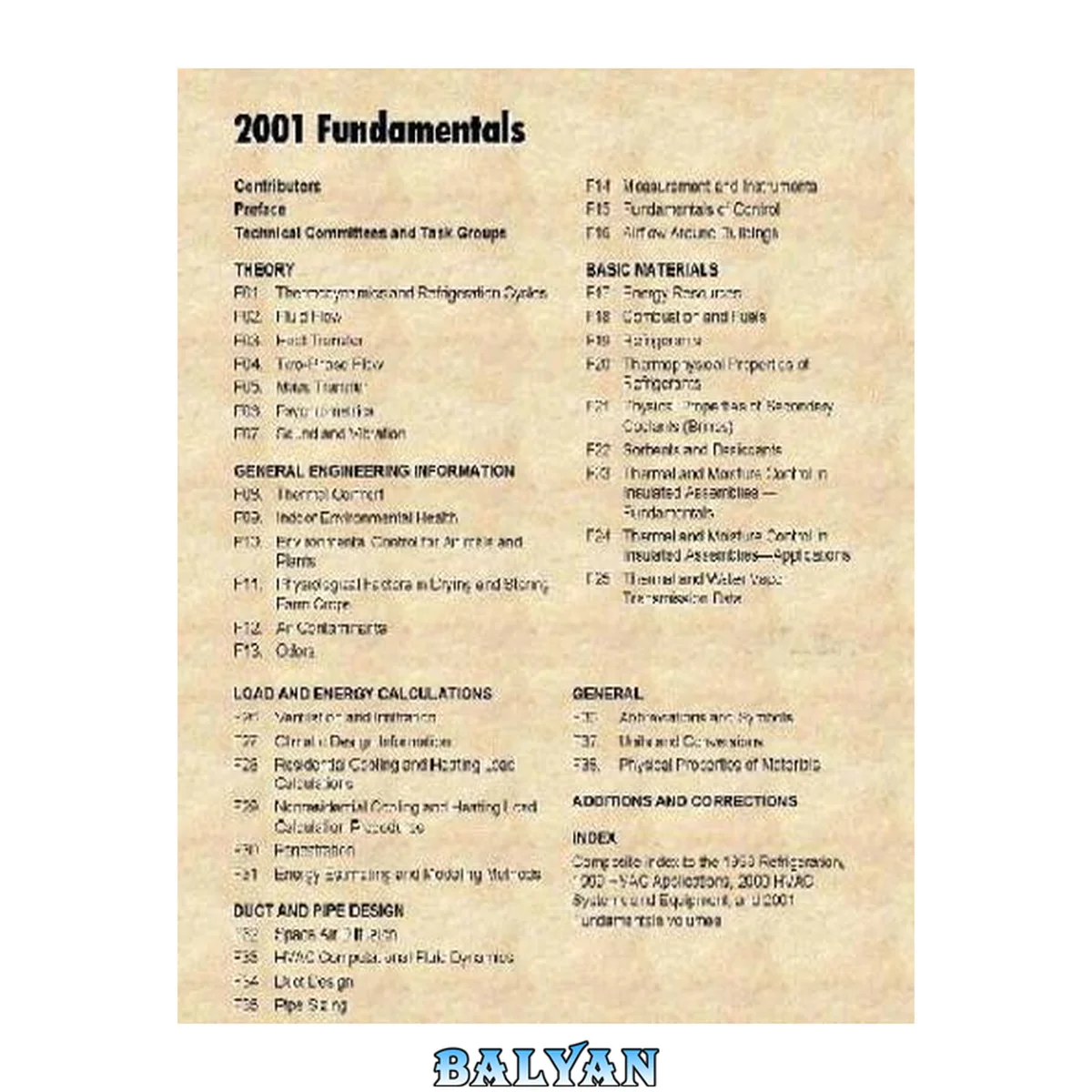 جلد کتاب ASHRAE 2001 HVAC Fundamentals Handbook