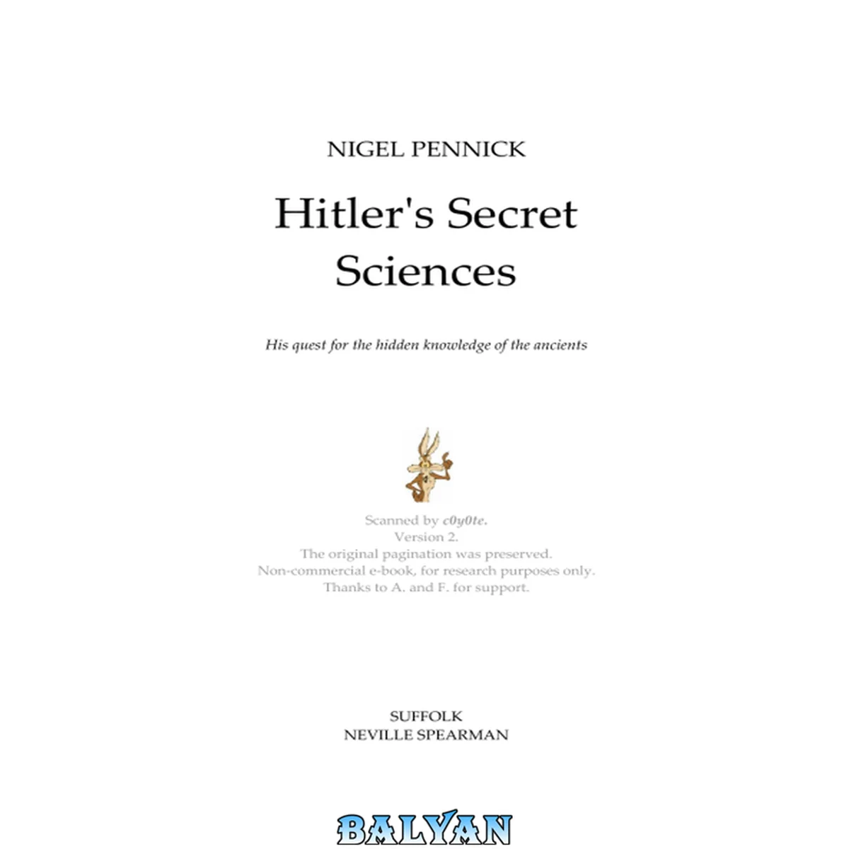 جلد کتاب Hitler's Secret Sciences