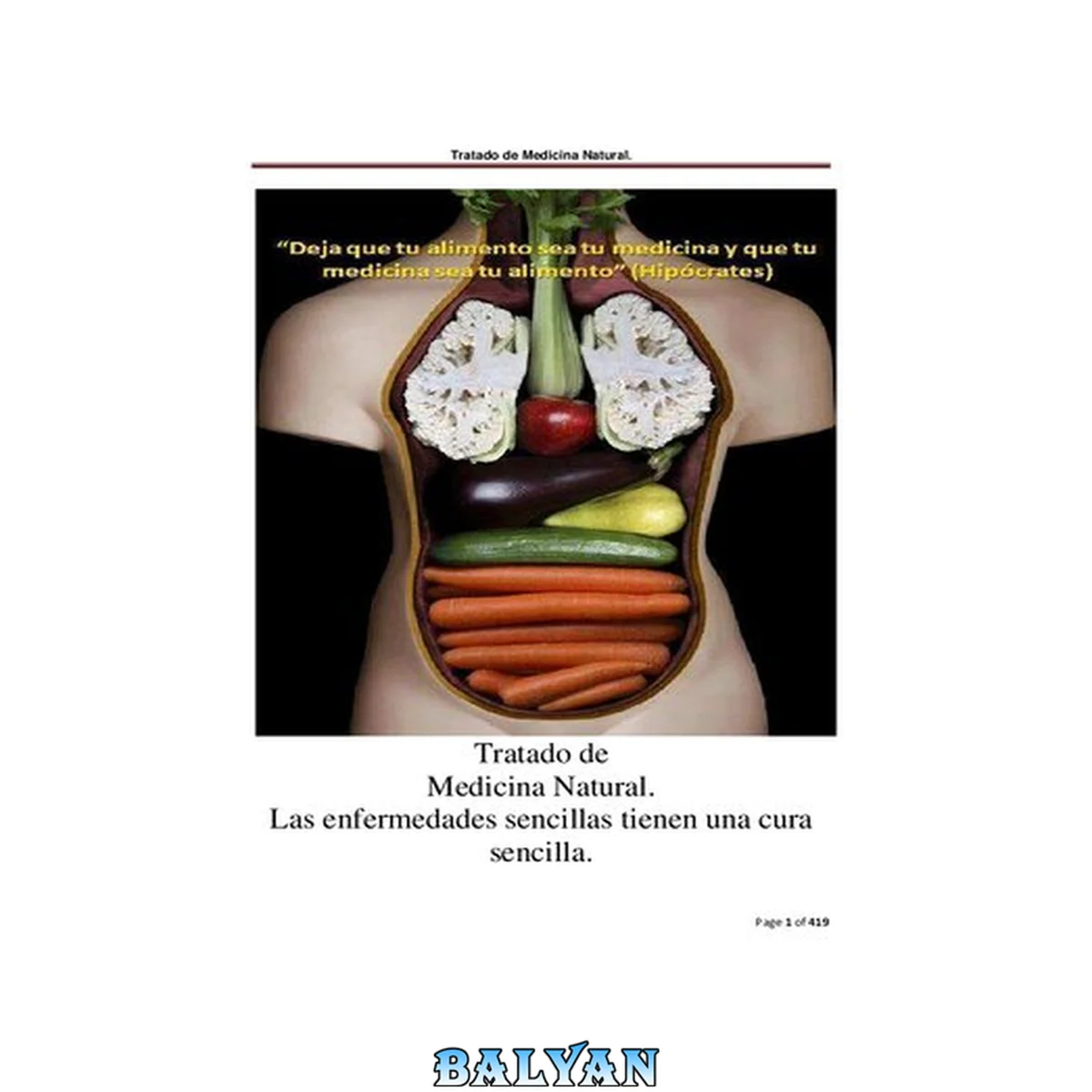 جلد کتاب Tratado de Medicina Natural. Las enfermedades sencillas tienen una cura sencilla