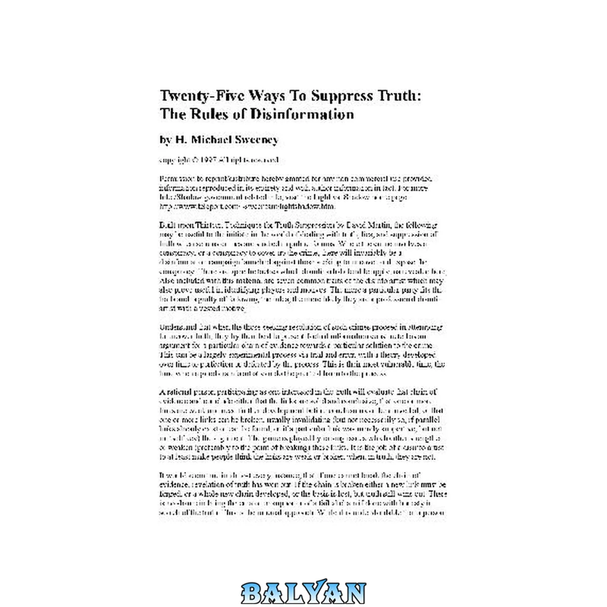جلد کتاب 25 Ways To Suppress Truth - The Rules of Disinformation