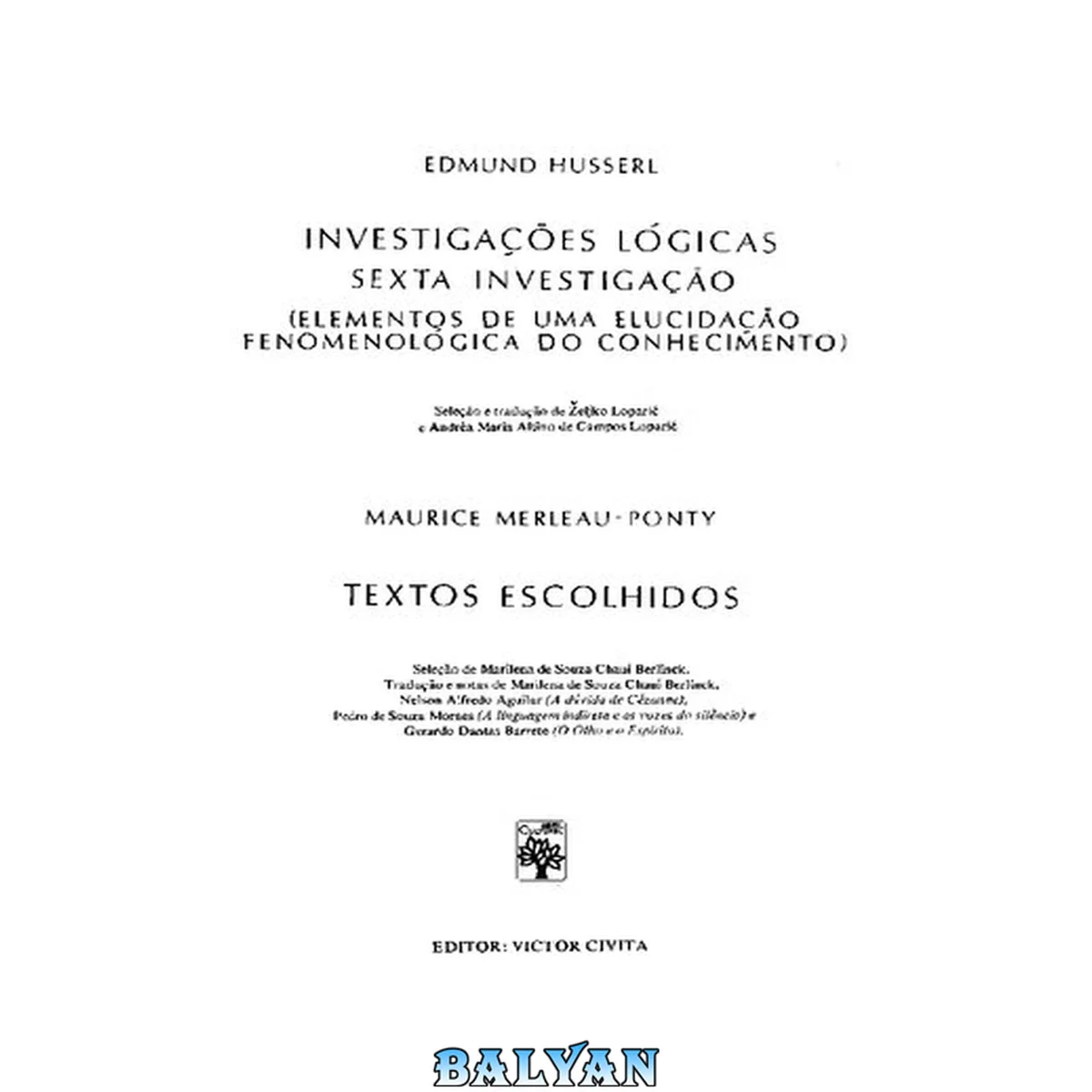جلد کتاب Investigações Lógicas (Sexta Investigação) - Textos Escolhidos