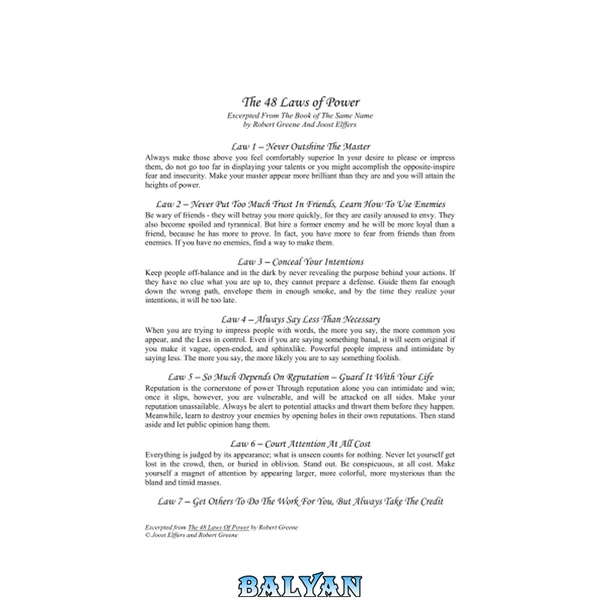 48 Laws of Power [Summary list]