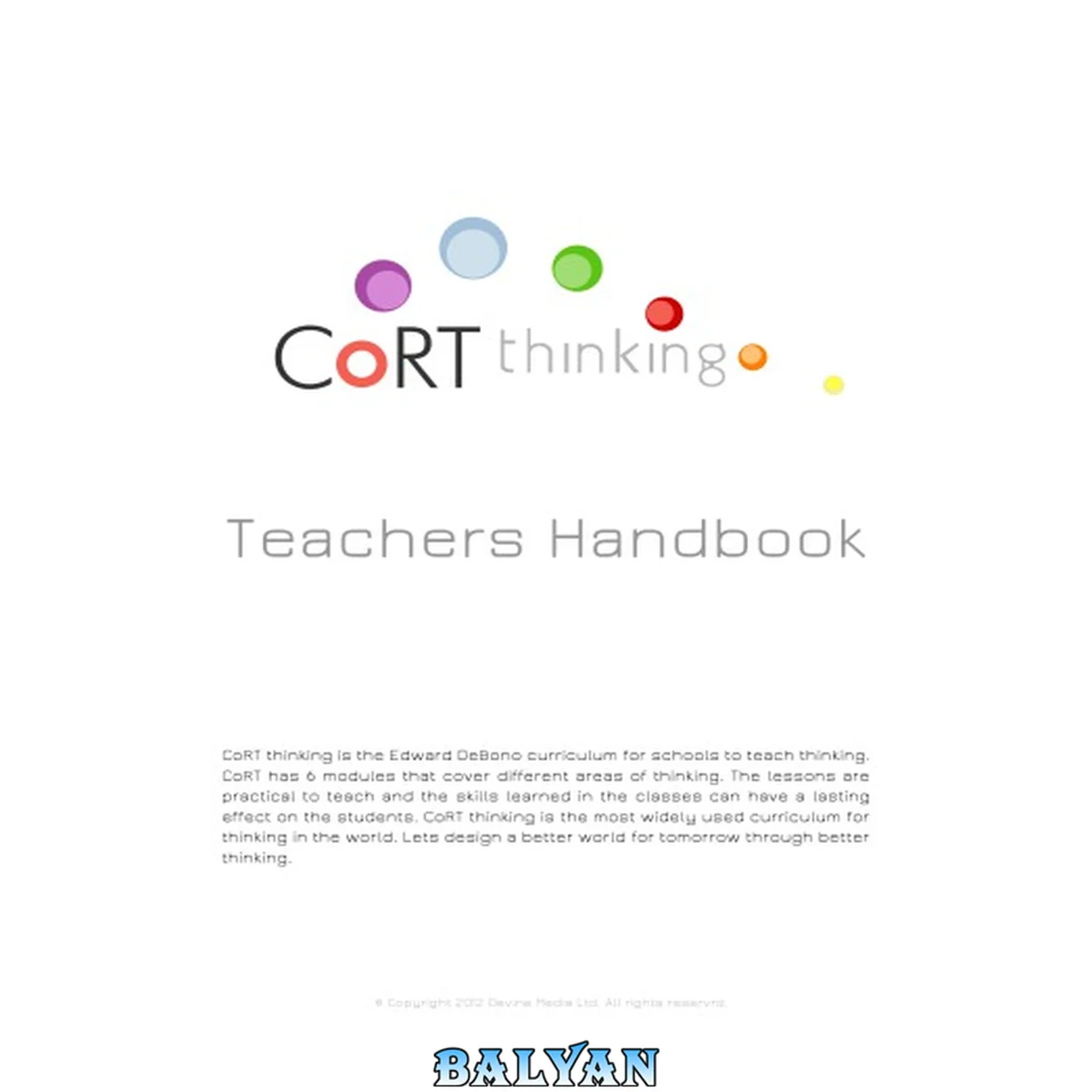 جلد کتاب CoRT Thinking Teachers Handbook