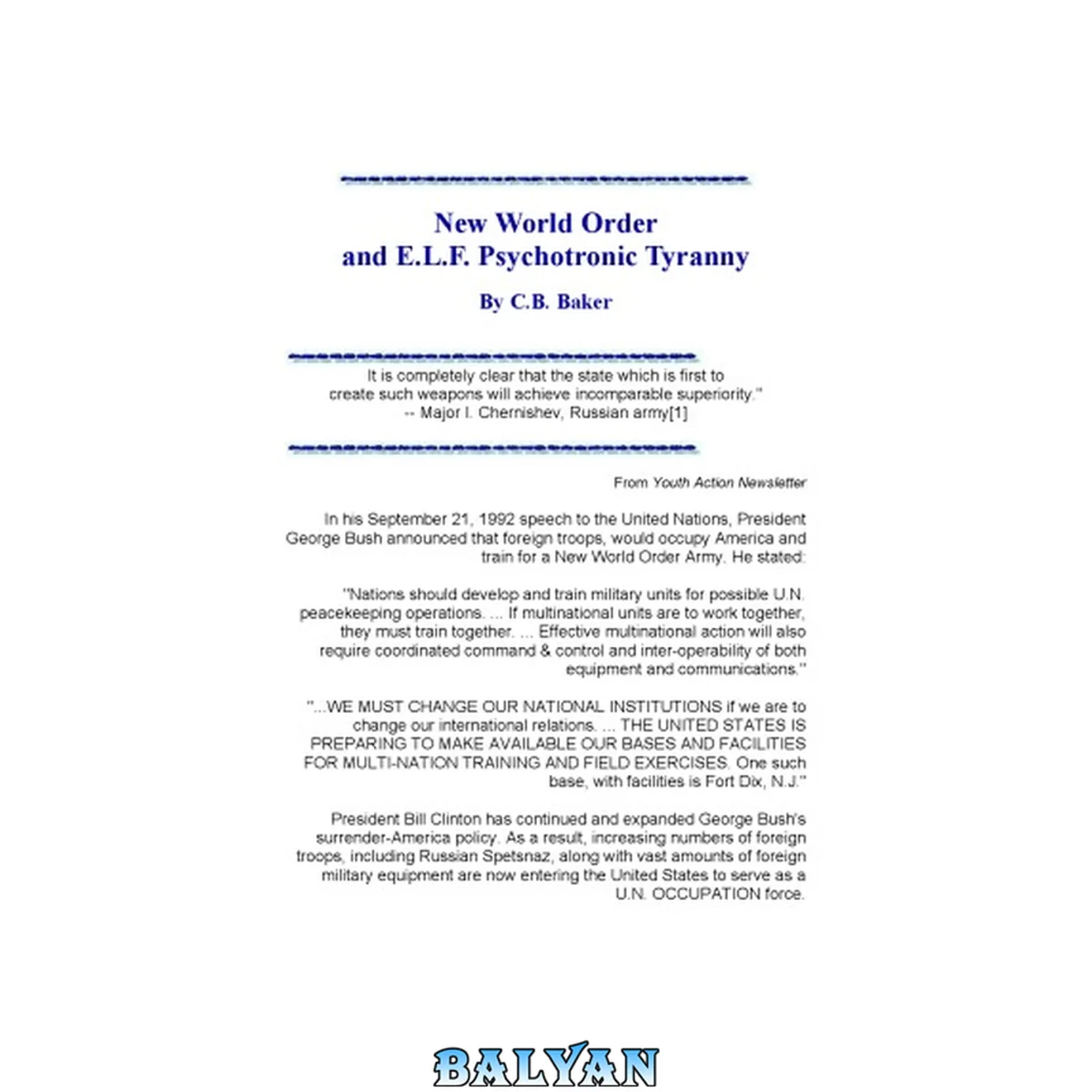 جلد کتاب New World Order and E.L.F Psychotronic Tyranny