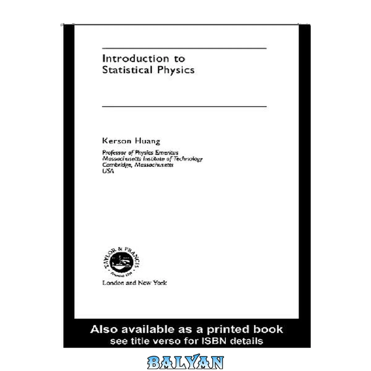 جلد کتاب Introduction to Statistical Physics