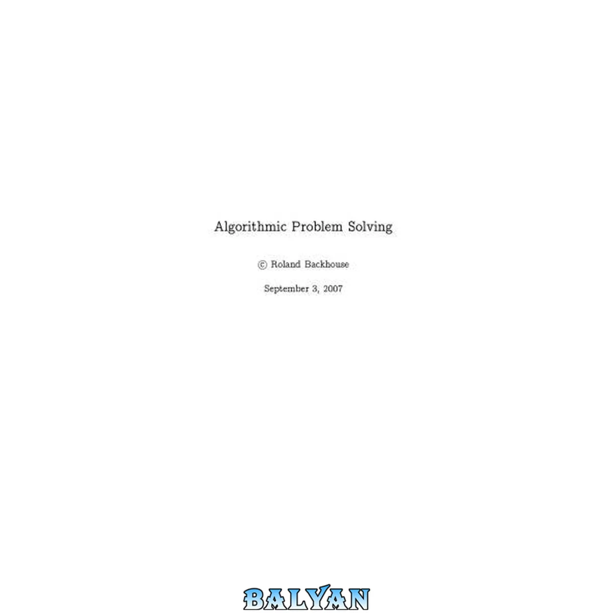 جلد کتاب Algorithmic Problem Solving (2007)
