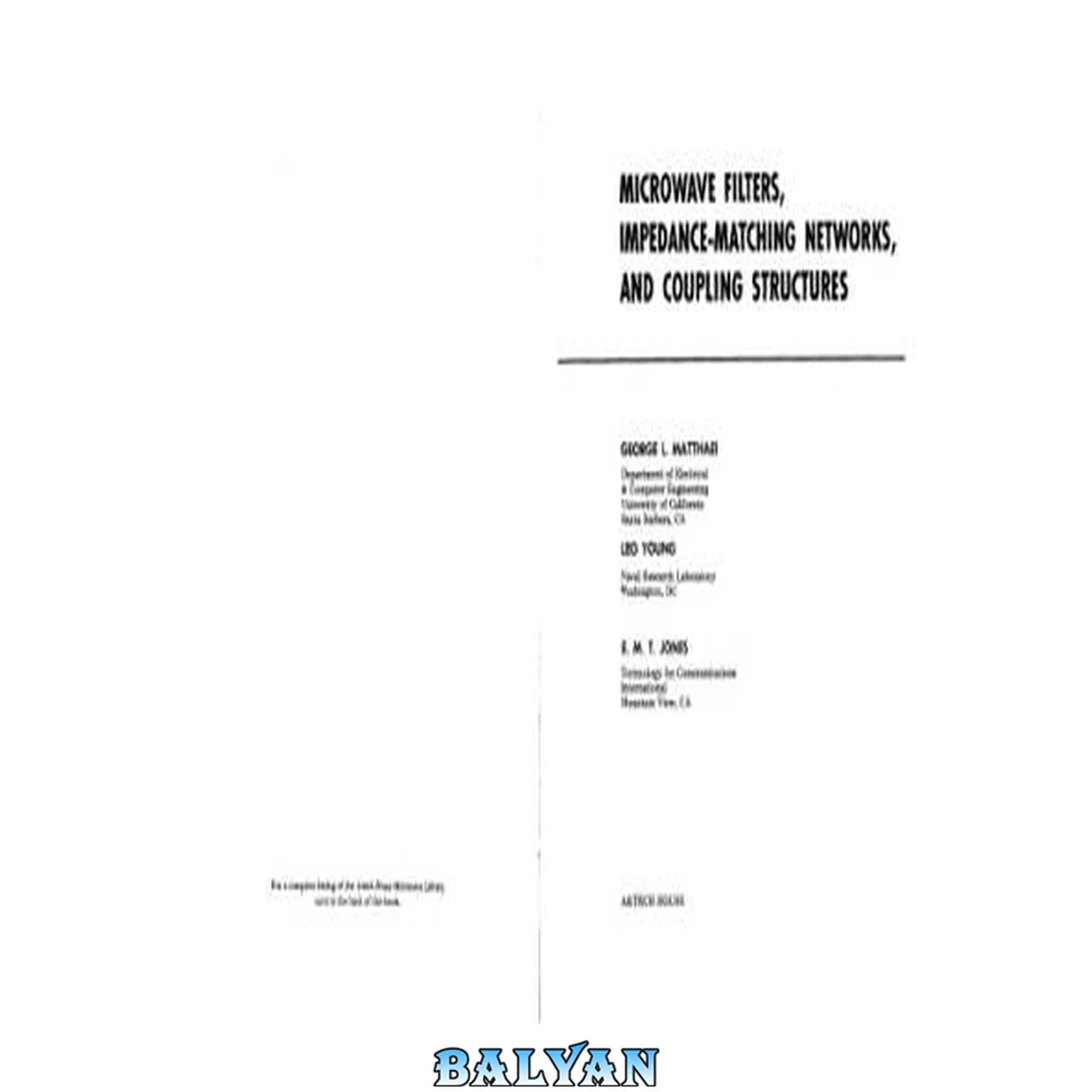 جلد کتاب Microwave Filters, Impedance-Matching Networks, and Coupling Structures
