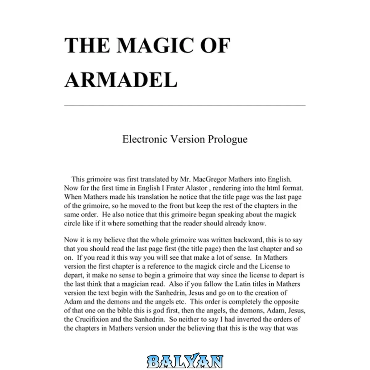 جلد کتاب Occult - Grimoire of Armadel