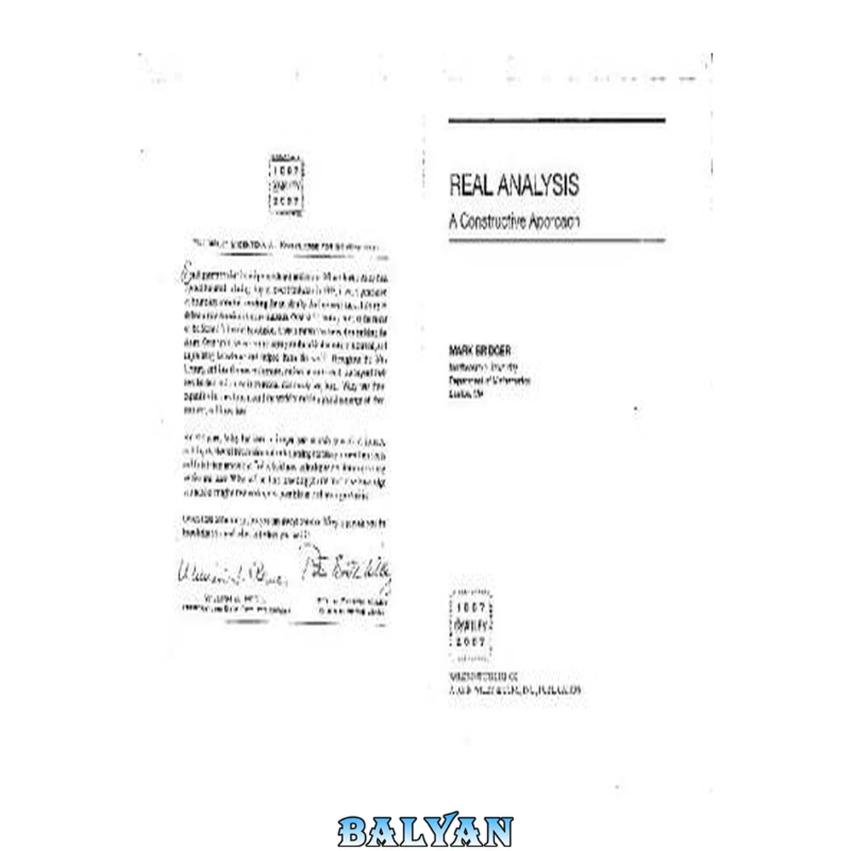 جلد کتاب Real Analysis: A Constructive Approach