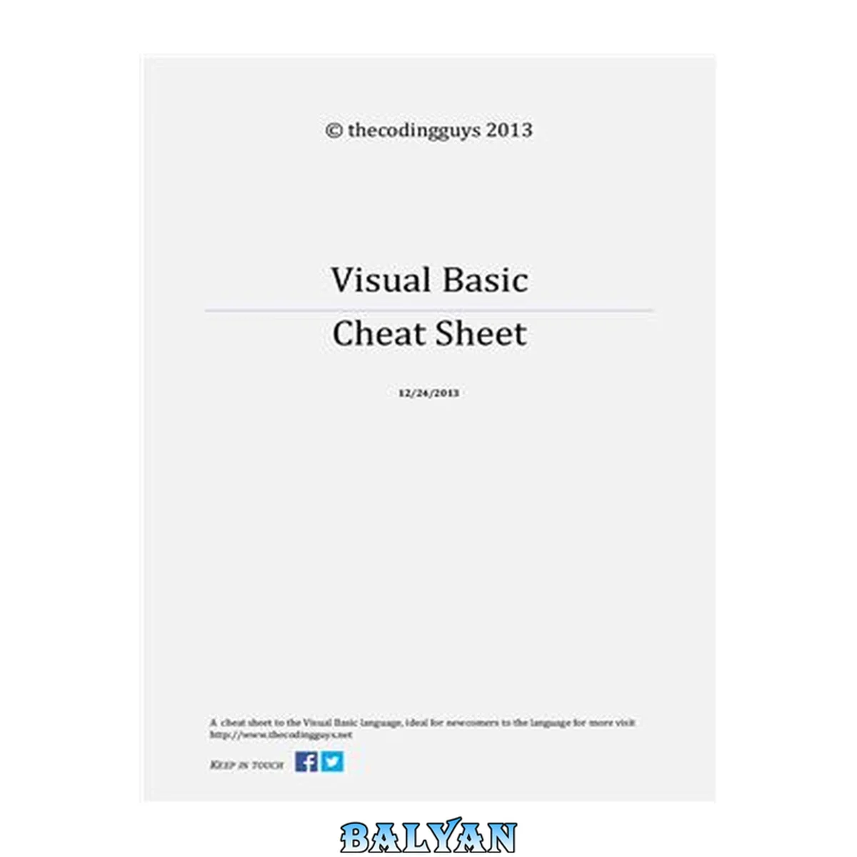 جلد کتاب Visual Basic Cheat Sheet