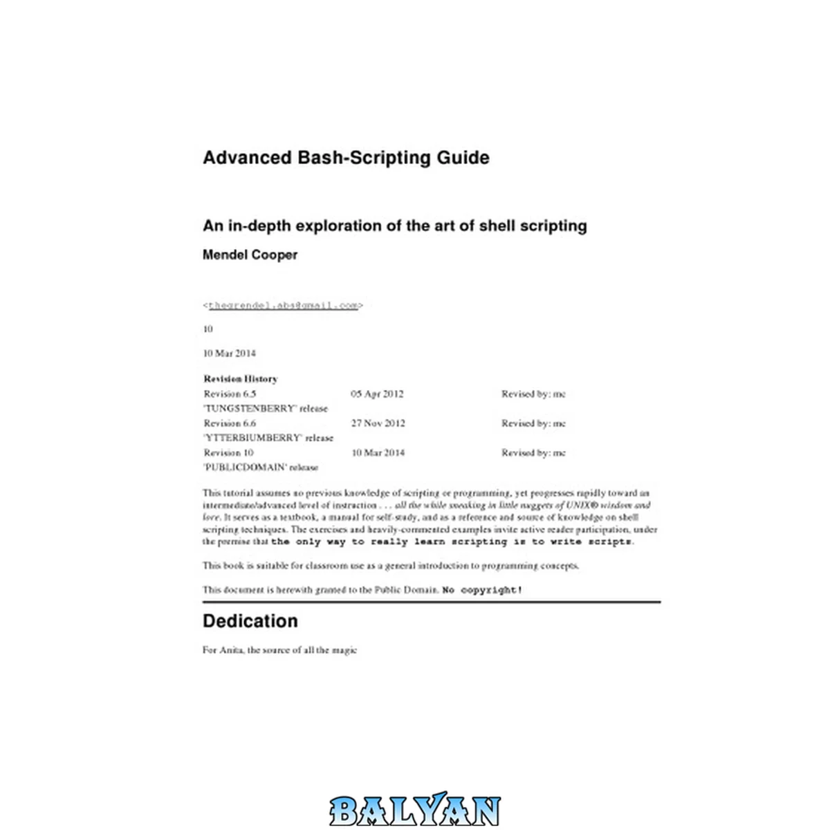 جلد کتاب Advanced Bash-Scripting Guide: An in-depth exploration of the art of shell scripting