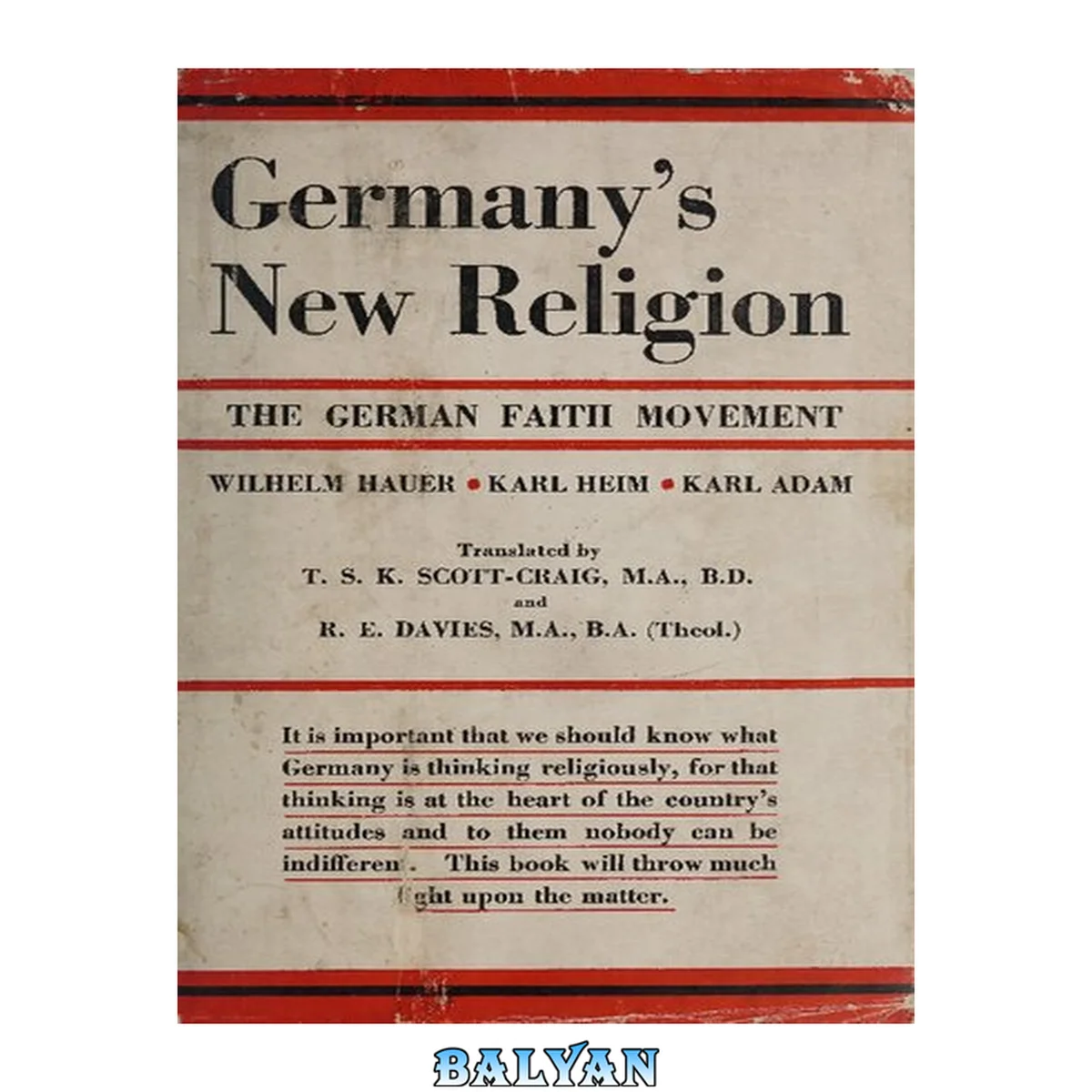 جلد کتاب Germany's new religion; the German faith movement