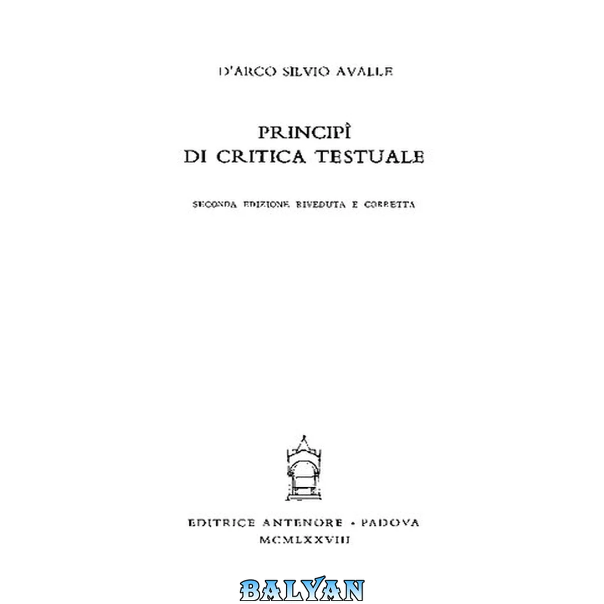 جلد کتاب Principî di critica testuale