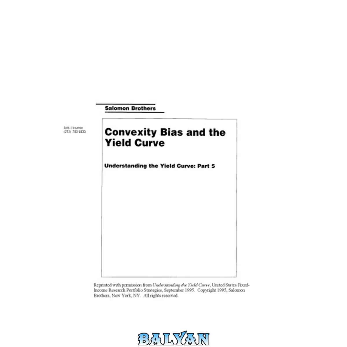 جلد کتاب Convexity Bias and the Yield Curve. Understanding the Yield Curve: Part 5