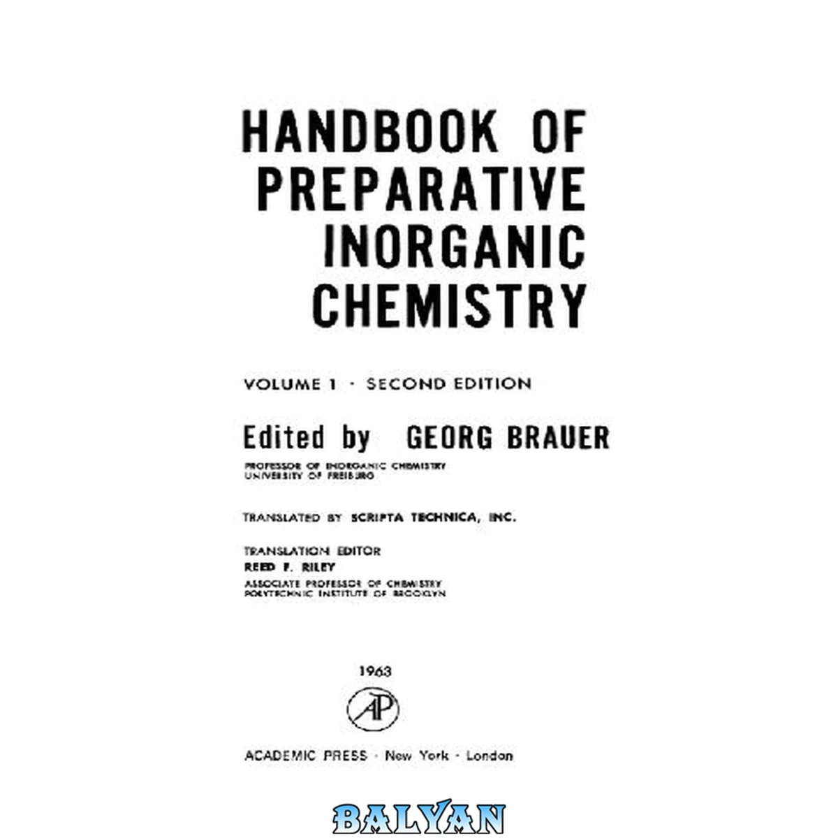 جلد کتاب Handbook of preparative inorganic chemistry vol.1