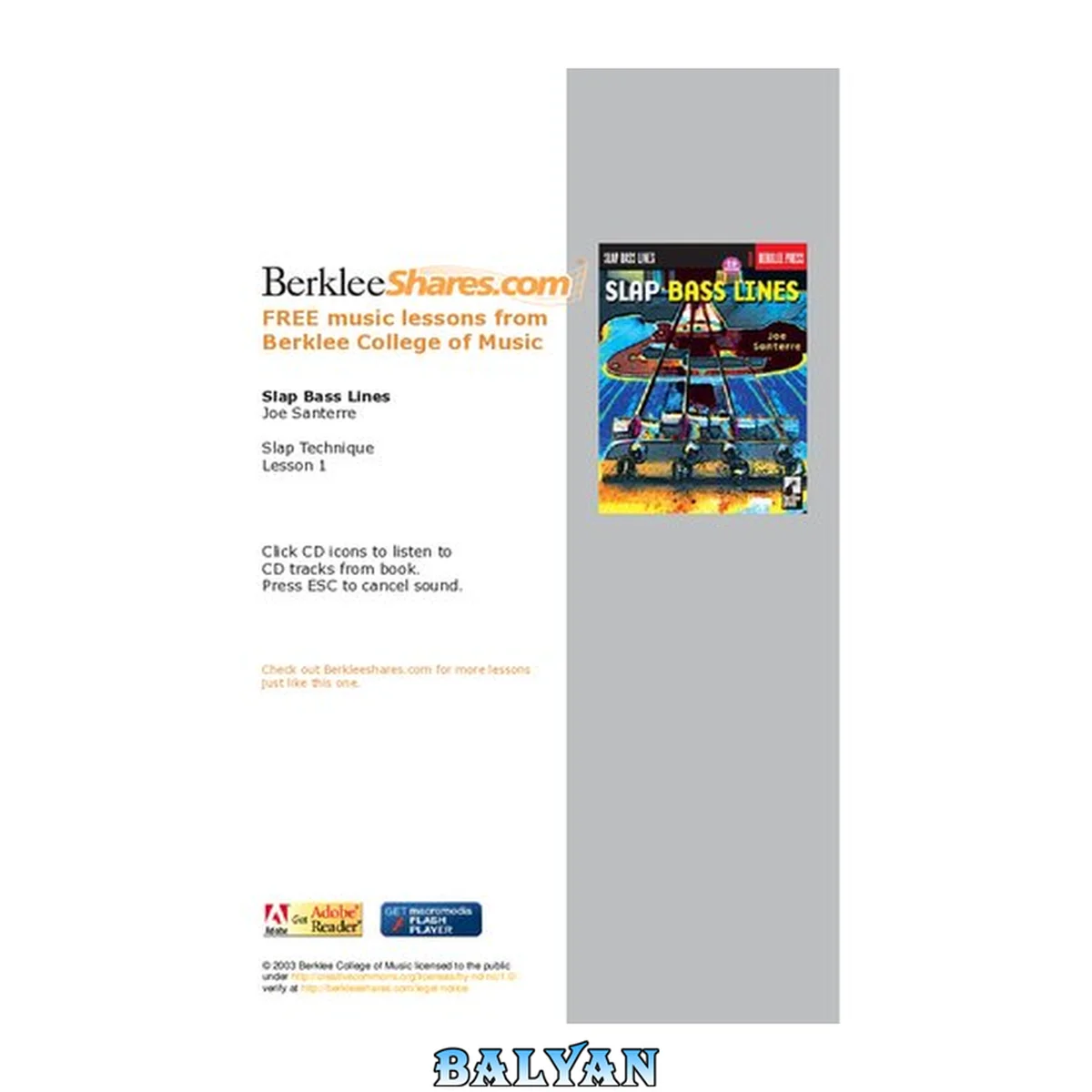 جلد کتاب Slap Bass Lines (Workshop / Berklee Press)